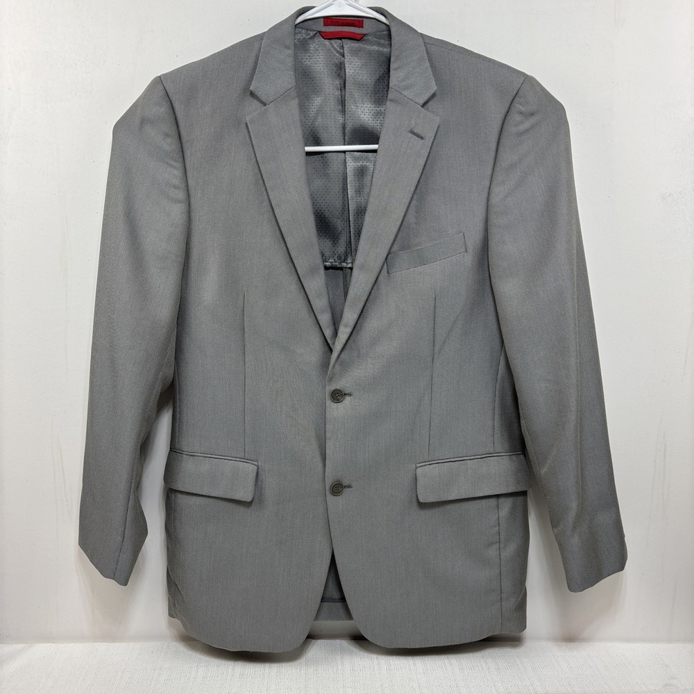 Alfani Slim Fit Gray Blazer Men's 42L‎ Grey Micro Houndstooth Suit Jacket